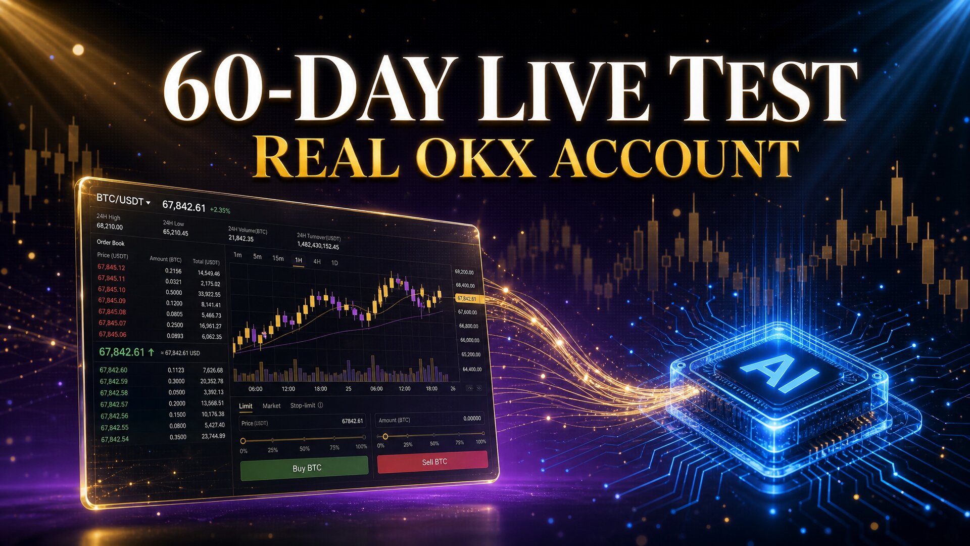 CoinTech2u AI trading bot dashboard connected to OKX showing equity and live positions
