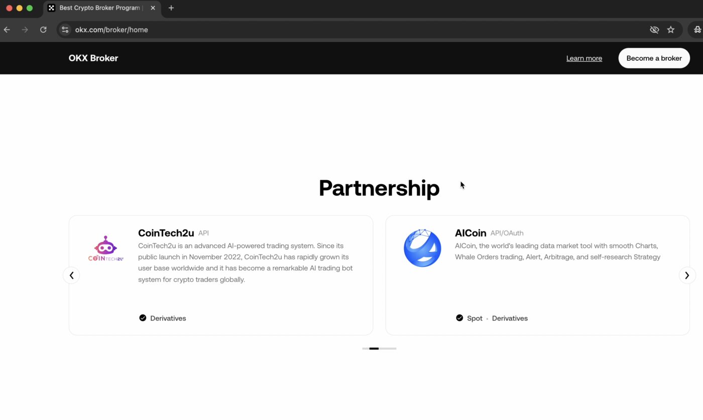 OKX and CoinTech2u official broker partnership badge